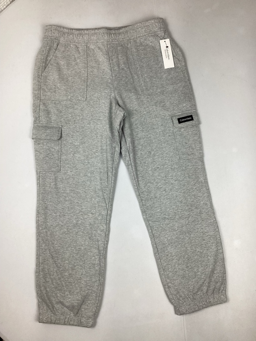 Calvin Klein Gray Fleece Cargo Jogger Sweatpants Pants Large NEW! Retail $59.50